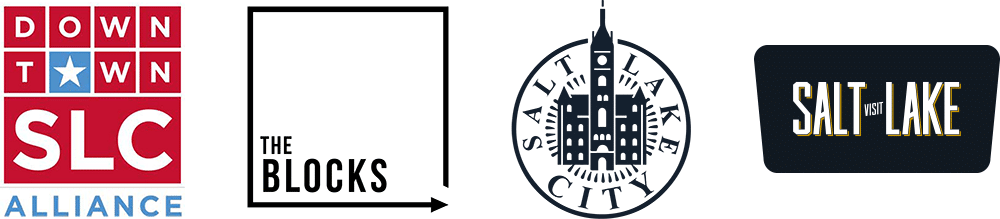 logos for Downtown SLC Alliance, The Blocks, Salt Lake City, and Visit Salt Lake